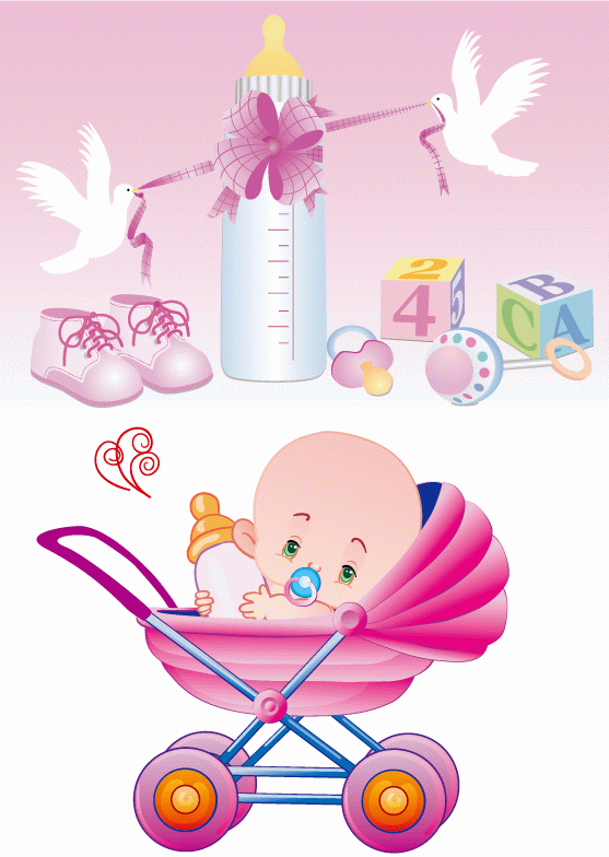 Cute babies vector material