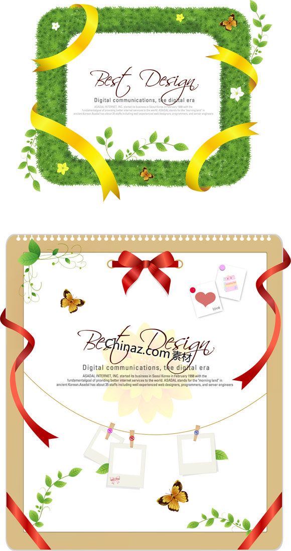 Ribbon Leaf Decorative Text Box Vector Graphics For Free Download