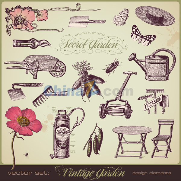 Old Fashioned Garden Design Vector Elements Free Old Fashioned Garden Design Vector Elements